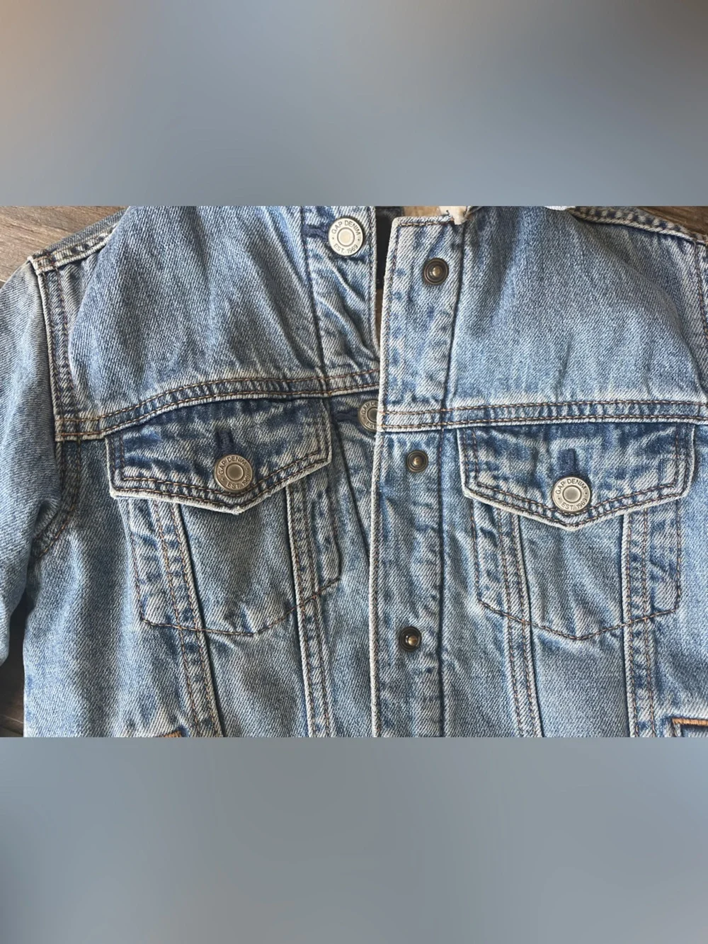 Gap Kids Light Blue Denim Sherpa Jacket Size 4